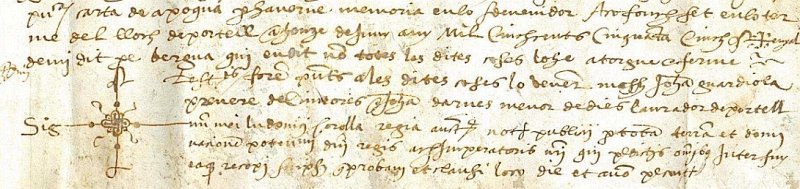 Fragment d'un document de 1555 on es cita Portell